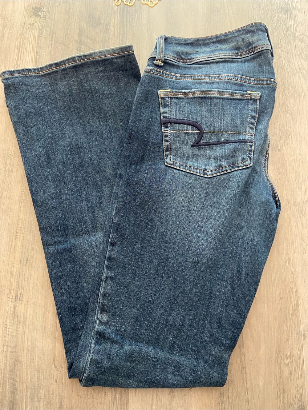 American Eagle Outfitters Dark Blue Denim Jeans with Contrast Stitching